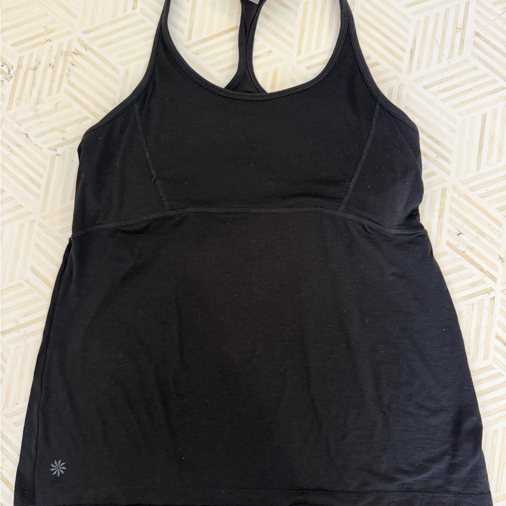 Athleta Black Racerback with Built in Bra and Keyhole Strappy Back